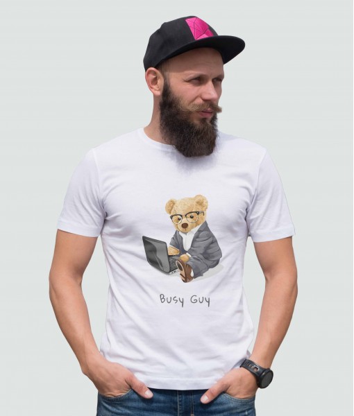 Мъжка тениска с щампа Мечета Busy guy Bear